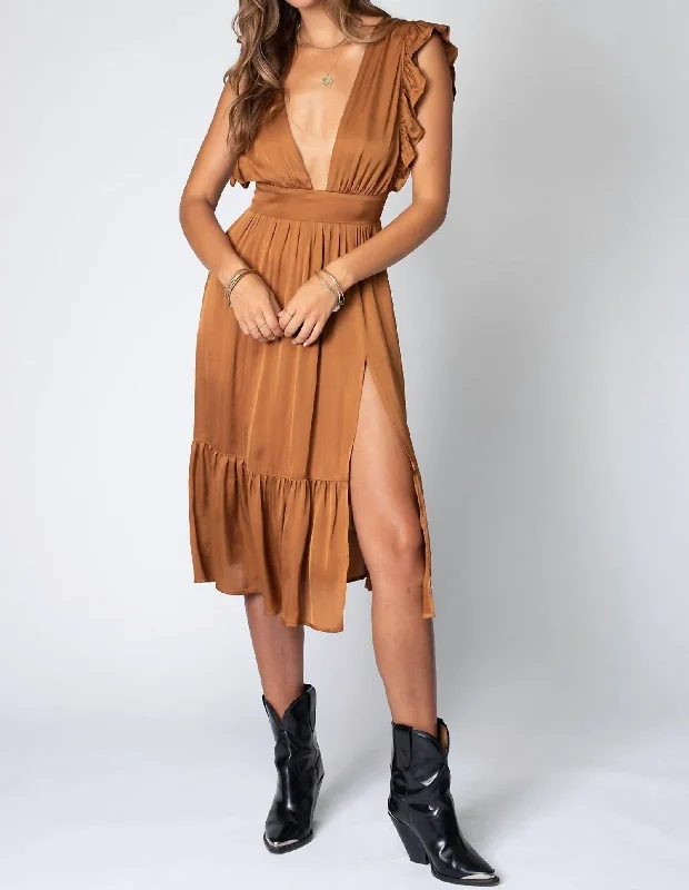 Flash Deals – Act Quickly!The Jessie Midi Dress In Golden