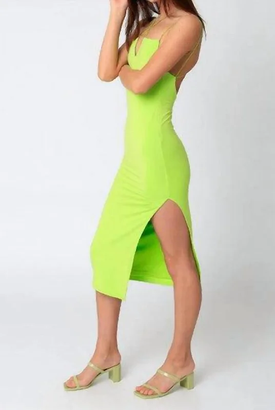Huge Price Cuts Await!The Summer Orchard Knit Midi Dress In Lime Green