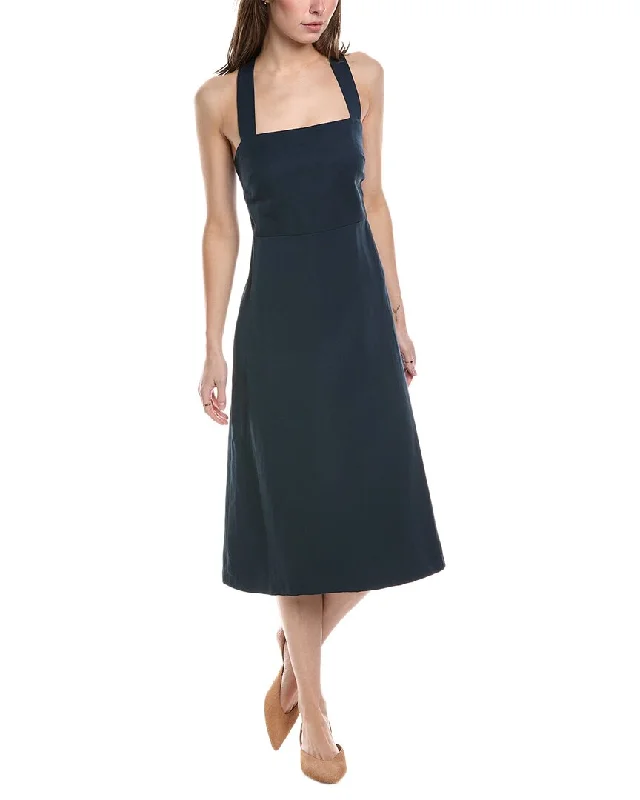 Save Money, Shop Happy!Theory Crossback Linen-Blend Midi Dress