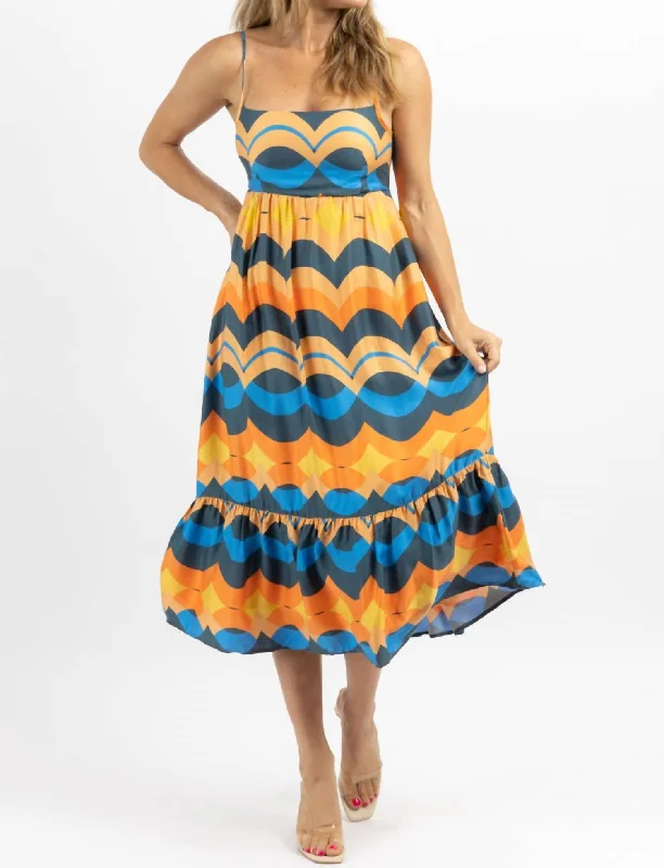 Buy More, Save More!Tie-Back Midi Dress In Tulum Multicolor