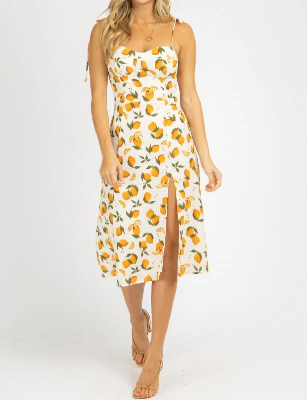 Sale Alert – Get Ready to Shop!Tie Strap Midi Dress In Lemon