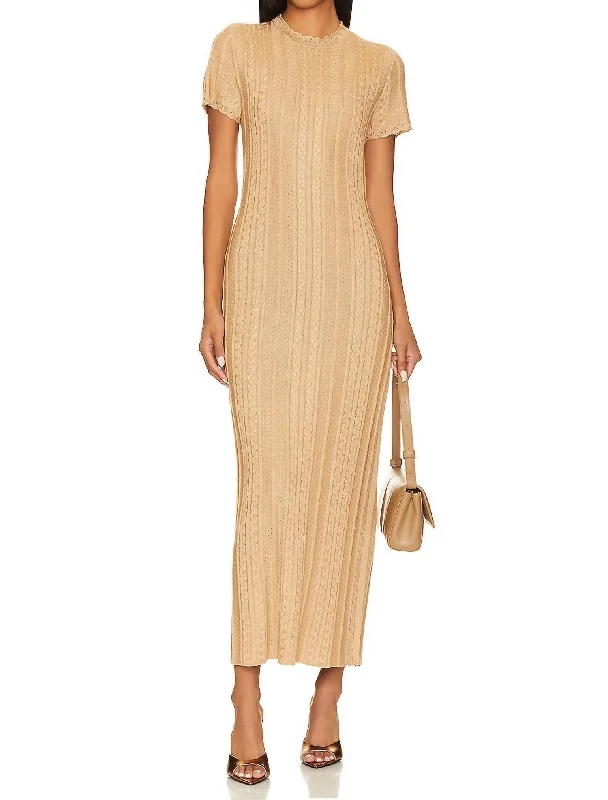Flash Deals – Act Quickly!Valleta Midi Dress In Gold Shimmer Knit