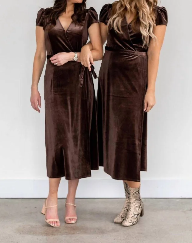 Save More with Every Purchase!Velvet Midi Dress In Fossil