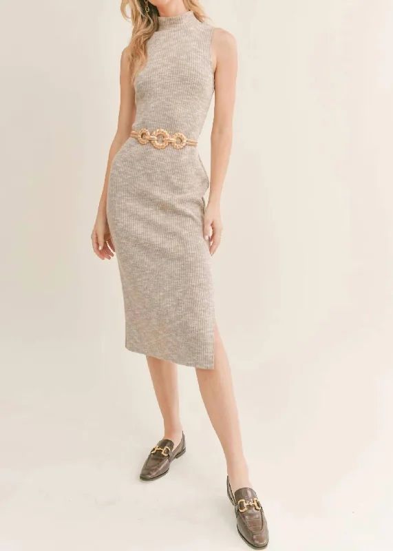 Limited Edition, Limited Price!Vintage Heart Midi Dress In Taupe
