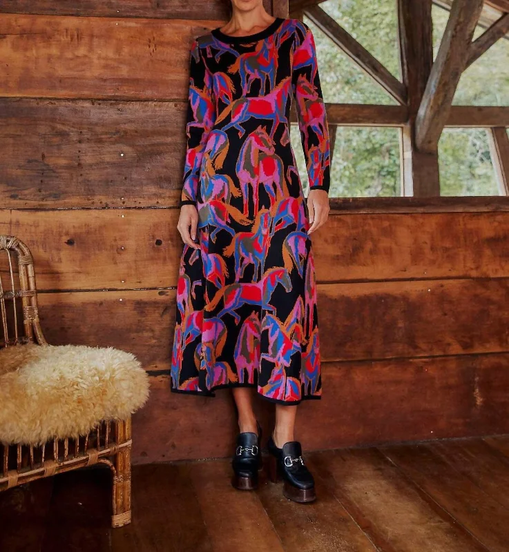 Don’t Wait – Deals Won’t Last!Wild Horses Knit Cut Out Midi Dress In Black