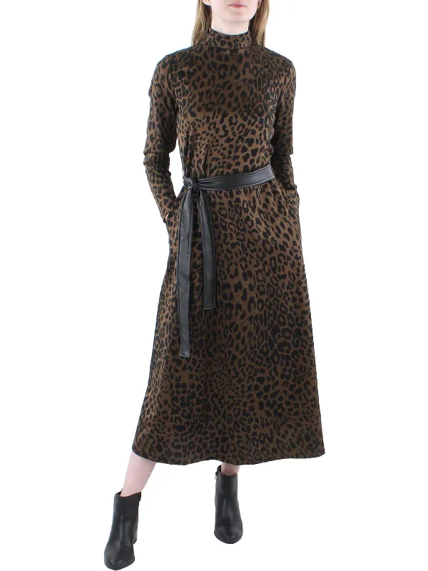 Limited Deals, Unlimited Savings!Womens Knit Leopard Midi Dress