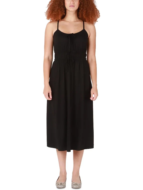 Incredible Savings Inside!Womens Tie Front Smocked Midi Dress