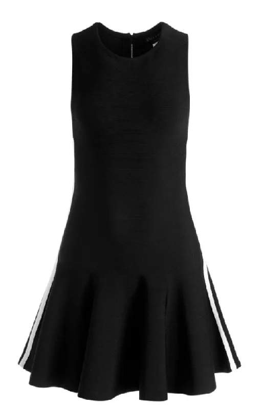 Upgrade for Less!Alice + Olivia Women Kimi Side Stripe Viscose Sleeveless Mini Dress Black Combo Upgrade for Less!Alice + Olivia Women Kimi Side Stripe Viscose Sleeveless Mini Dress Black Combo