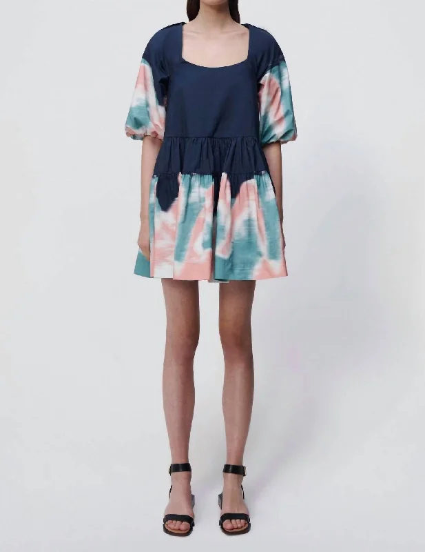 Shop Before It’s Gone!Baylee Puff Sleeve Mini Dress In Midnight Multi