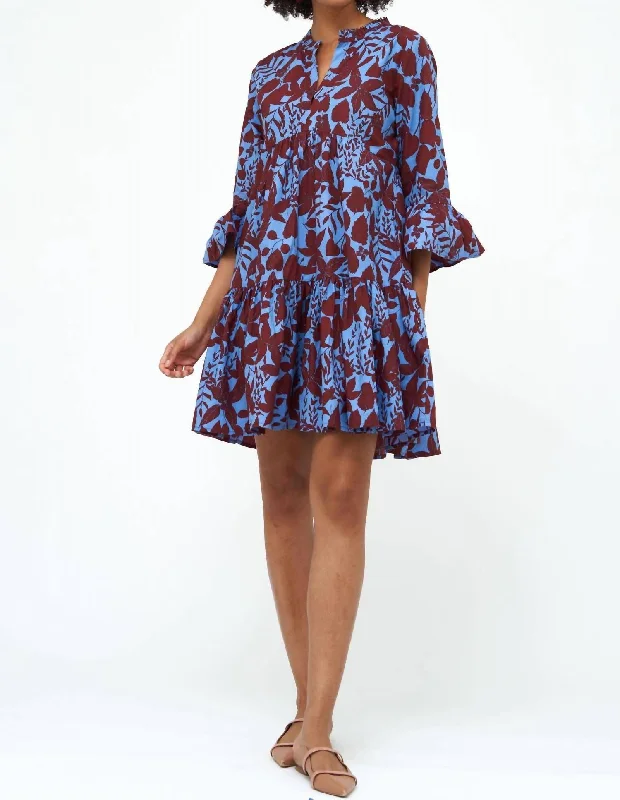 Limited-Time Price Drop!Bell Sleeve Tiered Mini Dress In Rhubarb Willow
