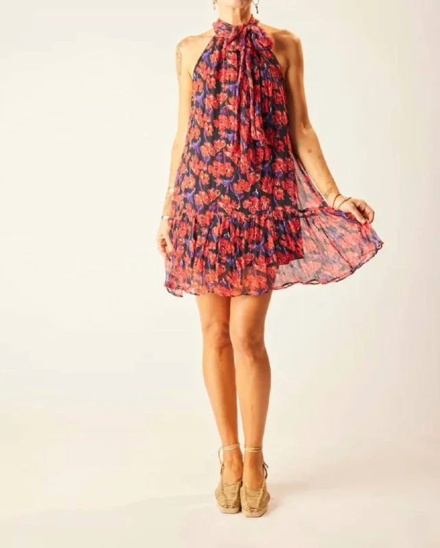One Day Only – Huge Savings!Chiffon Print Indiana Mini Dress In Onyx