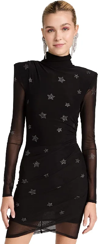 Shop Smart, Save Big!Cinq à Sept Women Marlene Rhinestone Star Black Mesh Strech Nylon Mini Dress Shop Smart, Save Big!Cinq à Sept Women Marlene Rhinestone Star Black Mesh Strech Nylon Mini Dress
