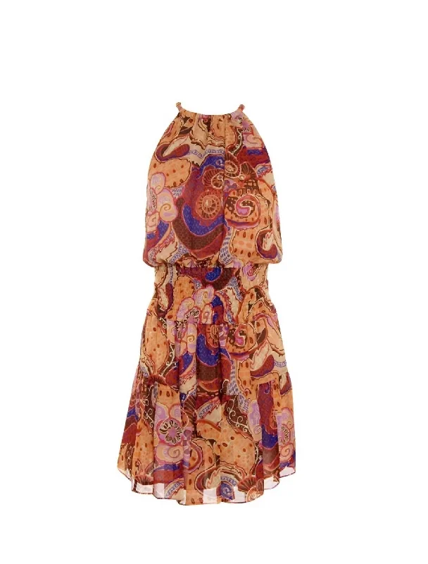 Unmissable Offers Await!Cory Printed Silk Mini Dress In Terr Cobalt