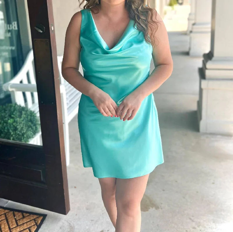 Shop Today, Save Tomorrow!Cowl Mini Dress In Blue