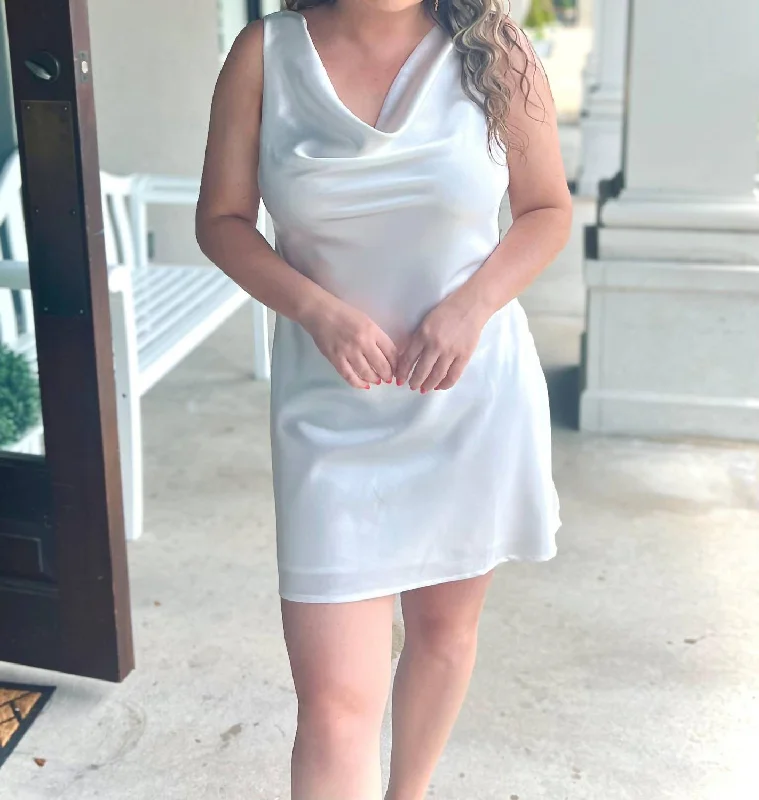 Mega Sale Happening Now!Cowl Mini Dress In White