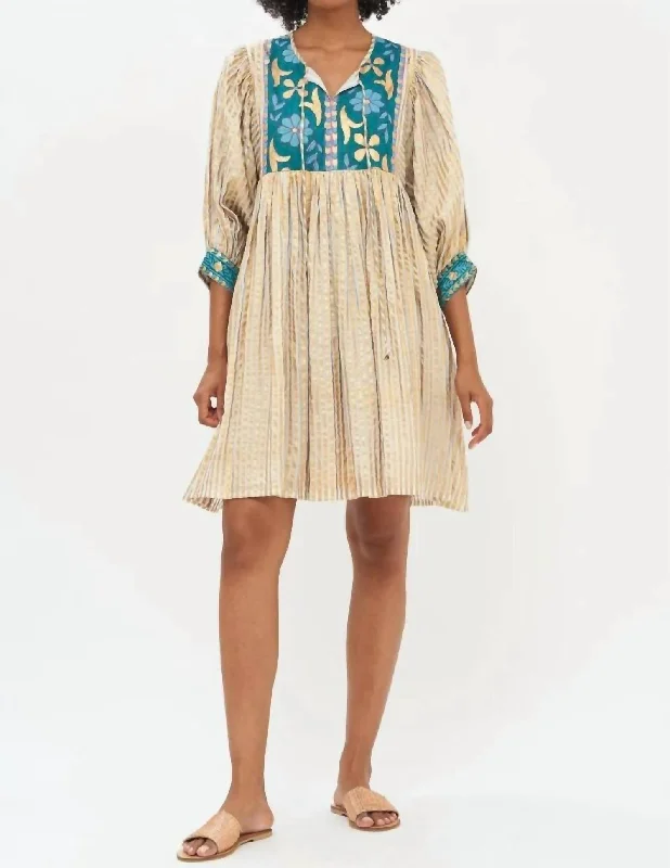 Upgrade for Less!Cuff Sleeve Mini Dress In Regent Gold in Regent Gold