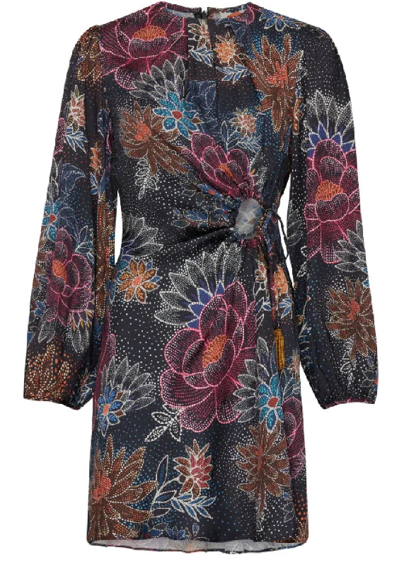 Lowest Prices Guaranteed!Farm Rio Women Sparkle Flowers Jewel Neck Cut Out Mini Dress Black Lowest Prices Guaranteed!Farm Rio Women Sparkle Flowers Jewel Neck Cut Out Mini Dress Black
