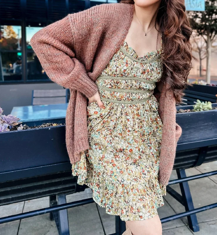 Save More with Every Purchase!Feels Right Lace Trim Mini Dress In Vintage Floral