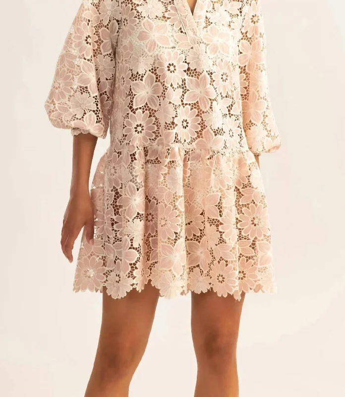 Unmissable Offers Await!Floral Eyelet Umbrella Mini Dress in Blush