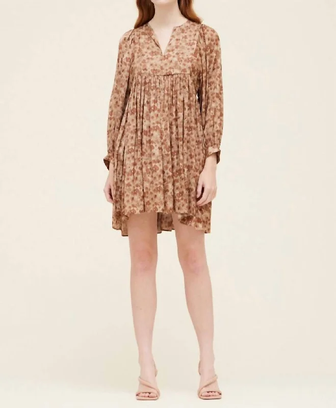 Huge Price Cuts Await!Floral Mini Dress In Sepia