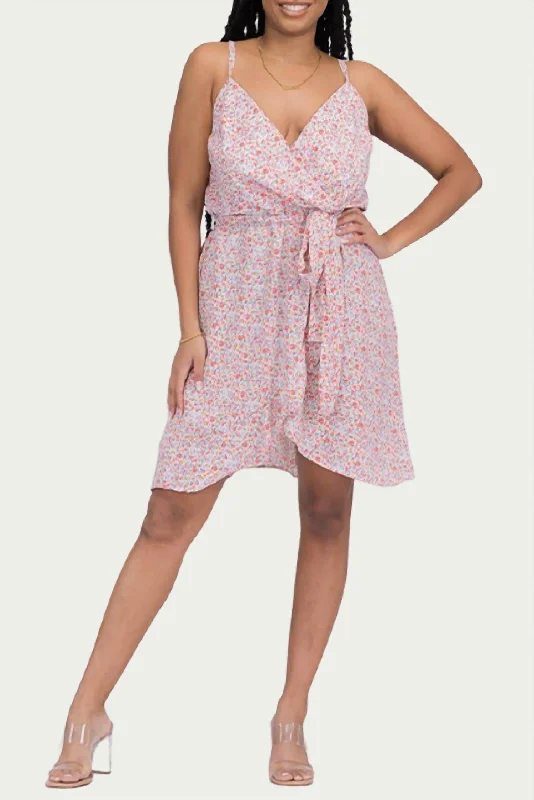 Hottest Discounts of the Year!Floral-Print Surplice Jersey Mini Dress In Pink