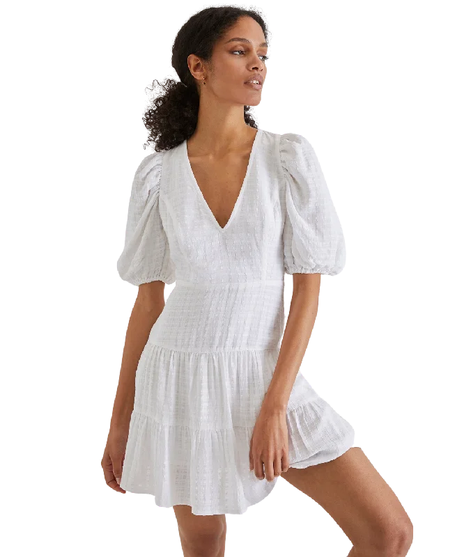Special Discounts Inside!French Connection Women's Solid Birch Puff Sleeve Mini Dress, Summer White Special Discounts Inside!French Connection Women's Solid Birch Puff Sleeve Mini Dress, Summer White