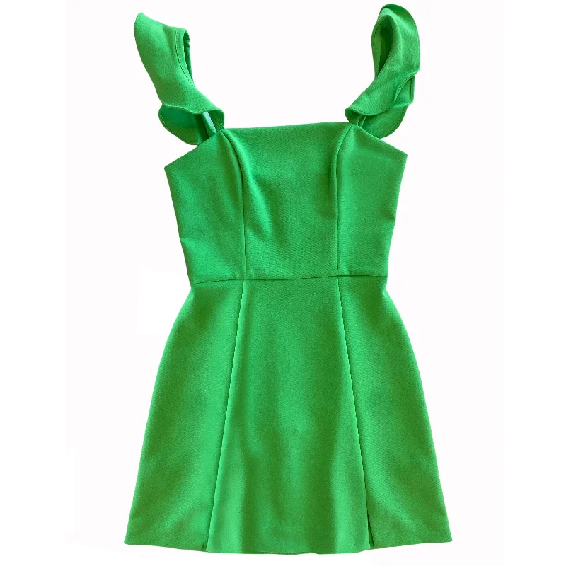 Limited Edition, Limited Price!French Connection Women's Whisper Ruffle Strap Mini Dress, Poise Green Limited Edition, Limited Price!French Connection Women's Whisper Ruffle Strap Mini Dress, Poise Green