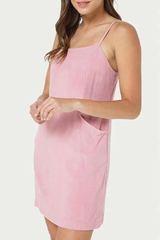 Special Offer – Act Fast!Front-Pocket Linen-Blend Mini Dress In Light Pink