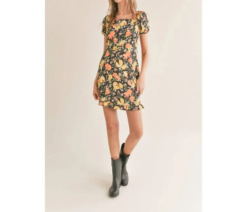 The Best Sale of the Year!Fruitful Belted Mini Dress In Black Multi