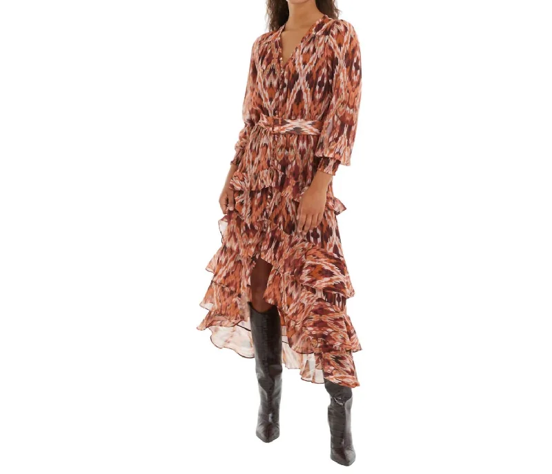 Act Fast – Limited Time Savings!Gemini Dress In Terracotta Ikat Print