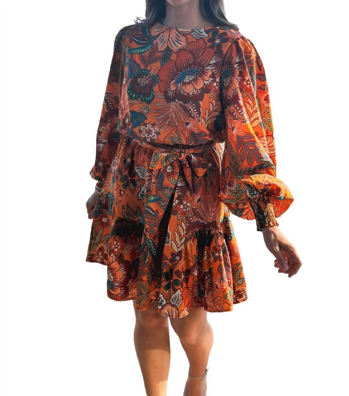 Limited Deals, Unlimited Savings!Harvest Bubble Sleeve Mini Dress In Orange