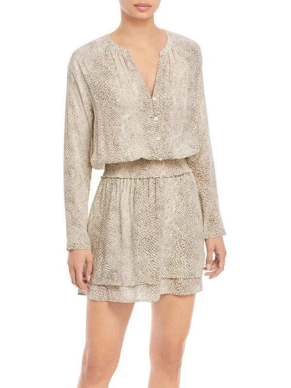 Price Drop Alert!Jasmine Womens Animal Print Smocked Mini Dress