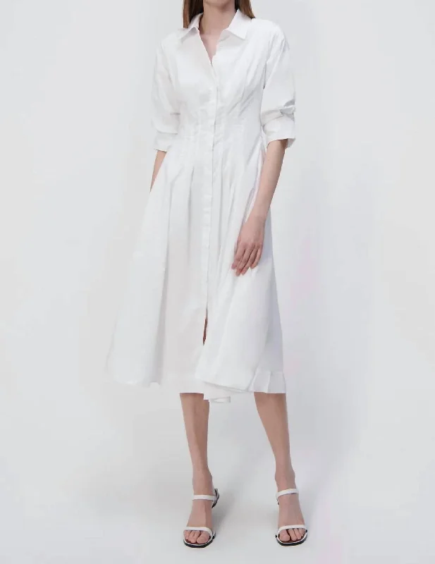 Huge Savings – Act Now!Jazz Pintuck Midi Dress In White