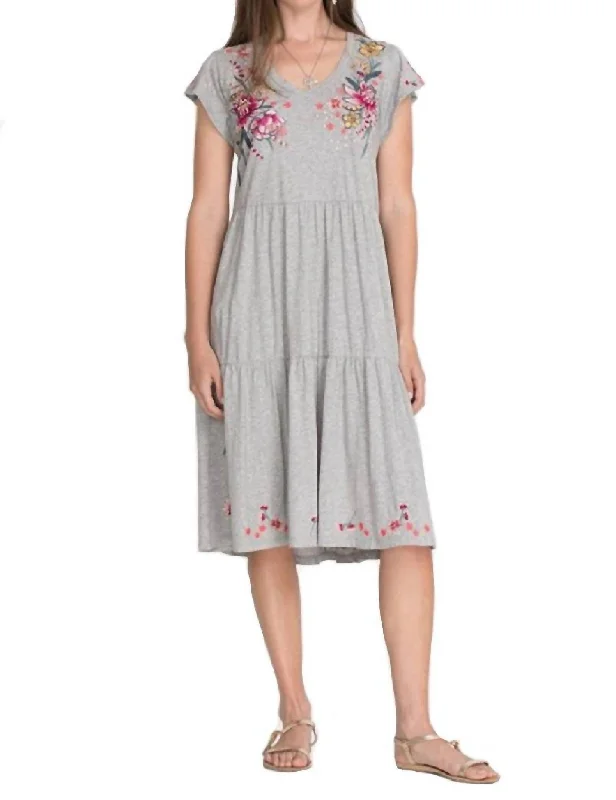 Unbeatable Prices!Jessica Tiered Midi Dress In Heather Grey