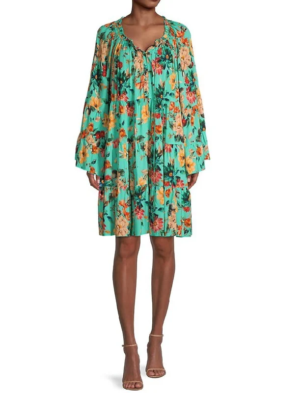 Biggest Sale of the Season!Johnny Was Women Tulum Relaxed Floral Tiered Mini Dress Multicolor