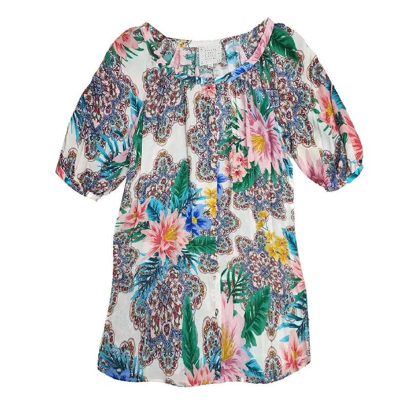 Seasonal Sale – Shop Now!Johnny Was Women's Bryony Mini Dress Half Sleeve Peasant Print Rayon Seasonal Sale – Shop Now!Johnny Was Women's Bryony Mini Dress Half Sleeve Peasant Print Rayon
