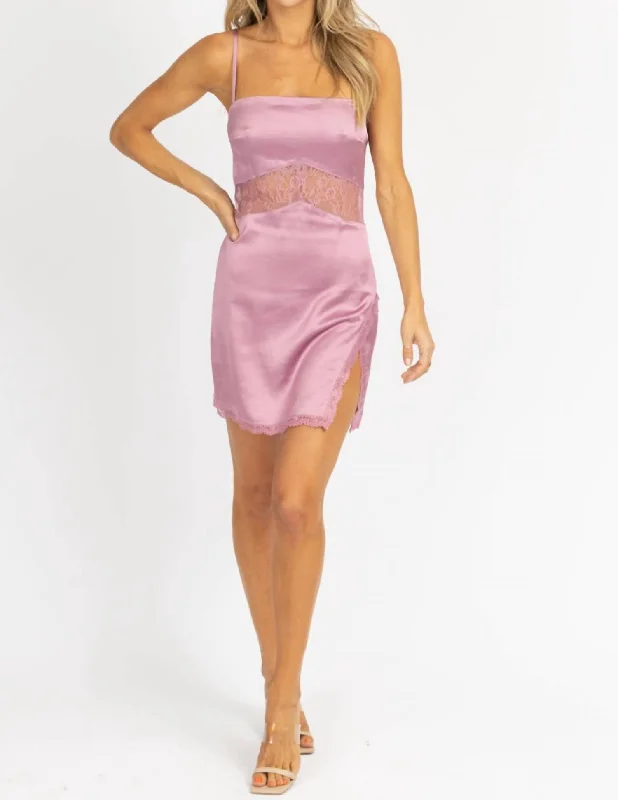 Snag the Best Prices Now!Lace Trim Satin Mini Dress In Berry