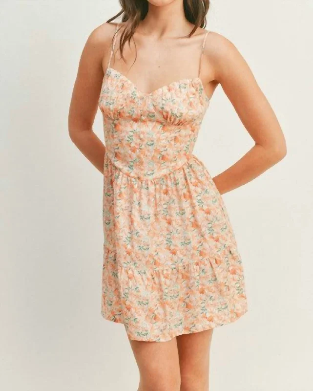 Enjoy Huge Discounts Now!Lauren Floral Corset Mini Dress In Orange Floral