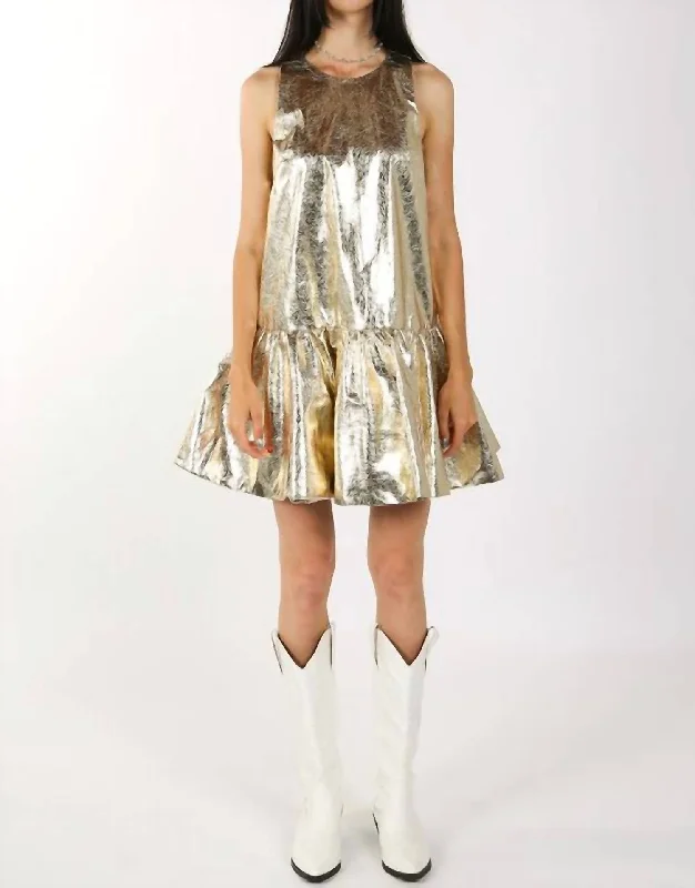 Special Discounts Inside!Metallic Mini Dress In Gold