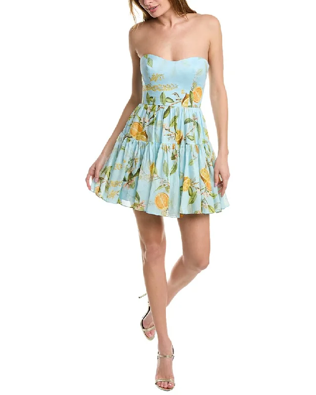 Today Only – Don’t Miss It!ML Monique Lhuillier Strapless Linen-Blend Mini Dress