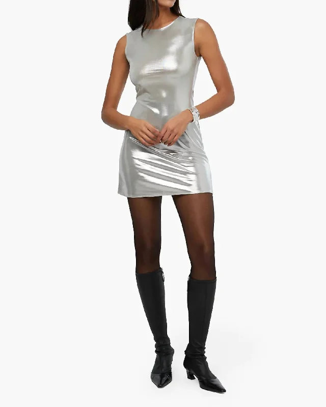 Save Up to 50% Off!Muscle Tank Mini Dress In Silver