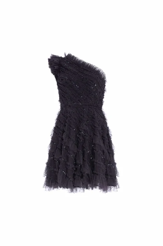 Limited-Time Price Drop!Needle & Thread Women's Spiral Sequin One- Shoulder Micro Mini Dress Graphite Limited-Time Price Drop!Needle & Thread Women's Spiral Sequin One- Shoulder Micro Mini Dress Graphite