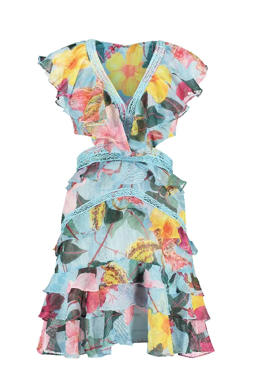 Save More When You Shop More!Patbo Hibiscus Cutout Mini Dress Celeste
