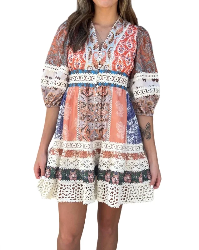 Your Wallet Will Thank You!Patchwork Mini Dress In Mixed Paisley