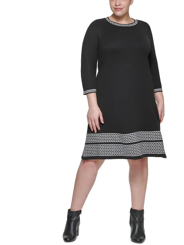 Steals and Deals Await!Plus Womens Knit Knee Midi Dress