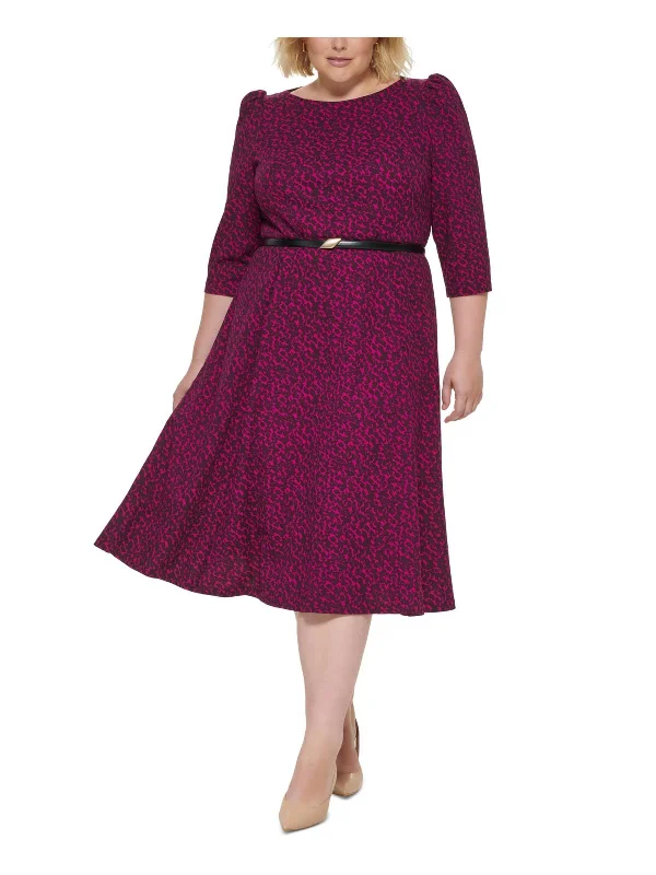 Exclusive Offers You’ll Love!Plus Womens Printed Calf Midi Dress