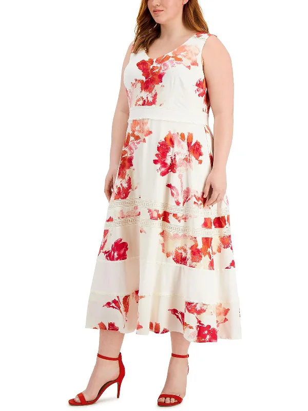 Shop Smart, Save Big!Plus Womens Printed Sleeveless Midi Dress