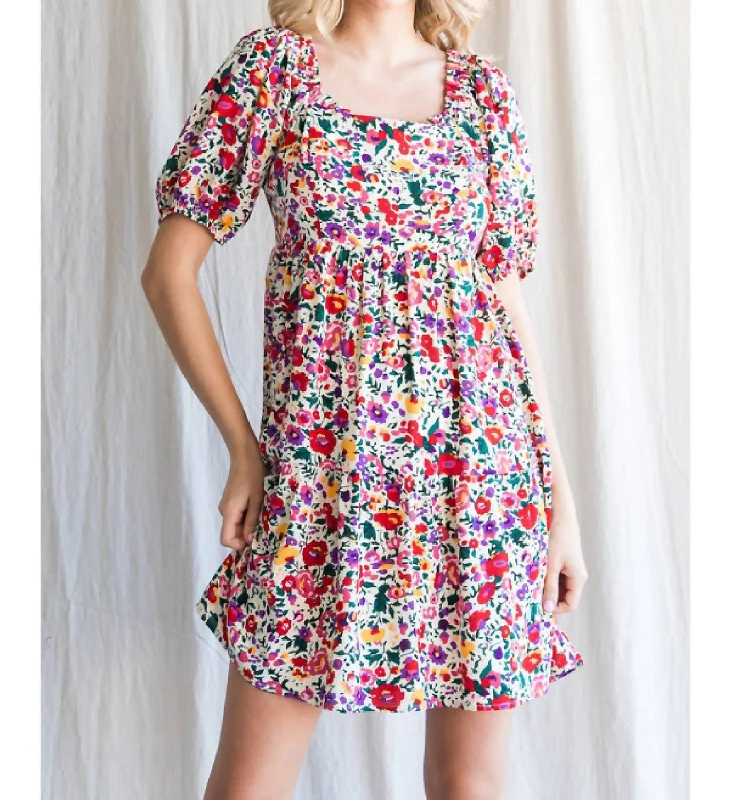 Act Fast – Limited Time Savings!Print Mini Dress In Cream Floral