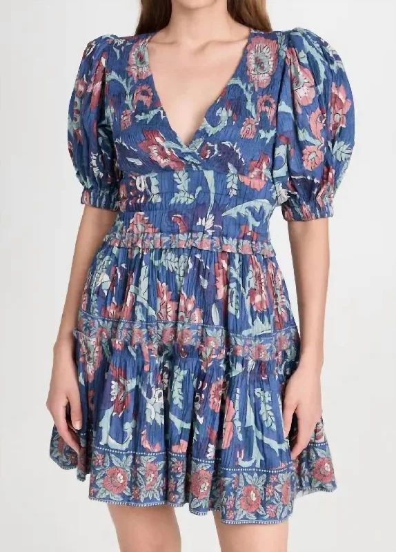 Upgrade for Less!Rory Print Puff Sleeve Mini Dress In Rose Multi