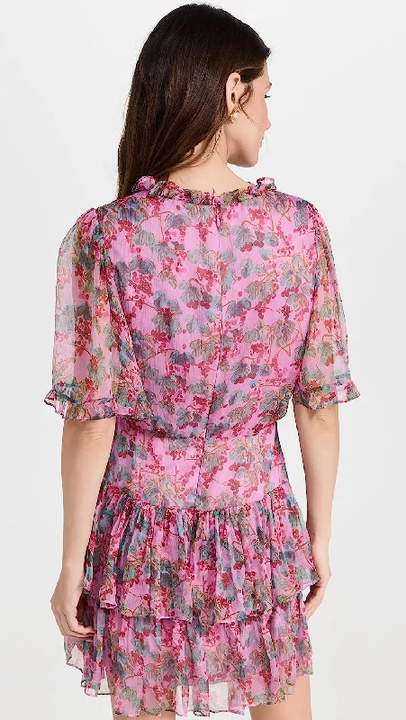 The Best Offers Are Here!SALONI Women Ava-D Floral Ruffled Layered Silk Mini Dress Mulberry Blush Pink The Best Offers Are Here!SALONI Women Ava-D Floral Ruffled Layered Silk Mini Dress Mulberry Blush Pink